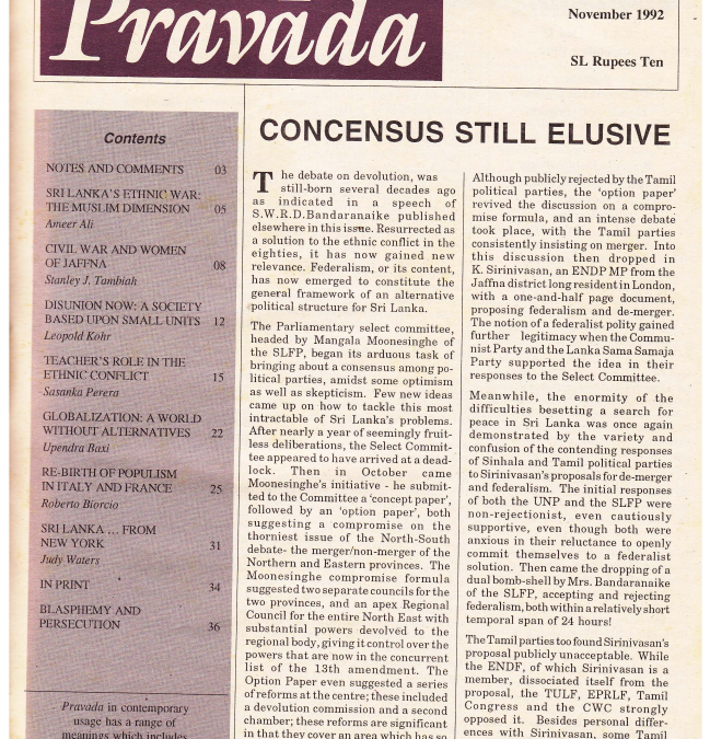 Pravada Vol. 1 No. 11 (November 1992)