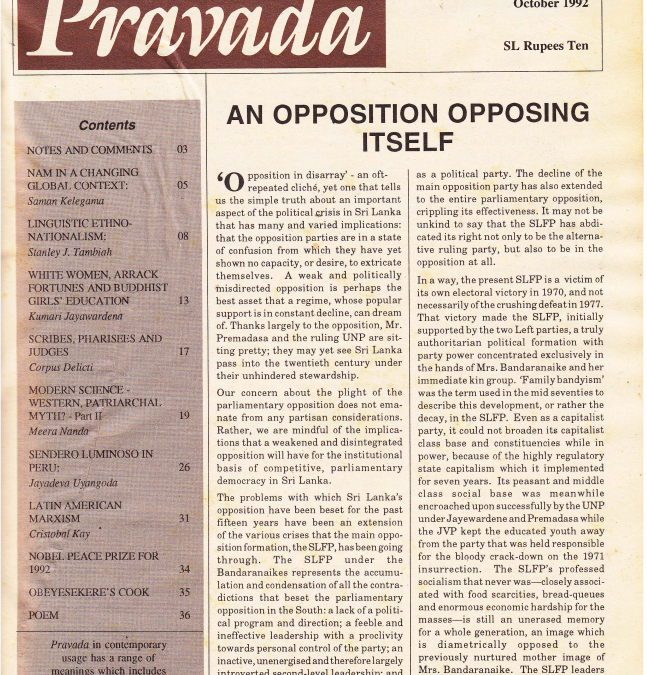 Pravada Vol. 1 No. 10 (October 1992)